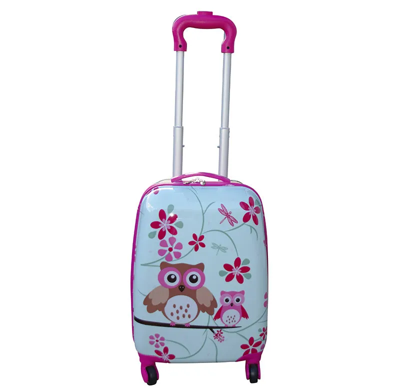 Kidz Bagz - 4 Wheel Trolley & Backpack Set - Pink Owl