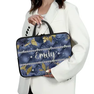 Laptop Sleeve with handles - Navy Floral - Personalised