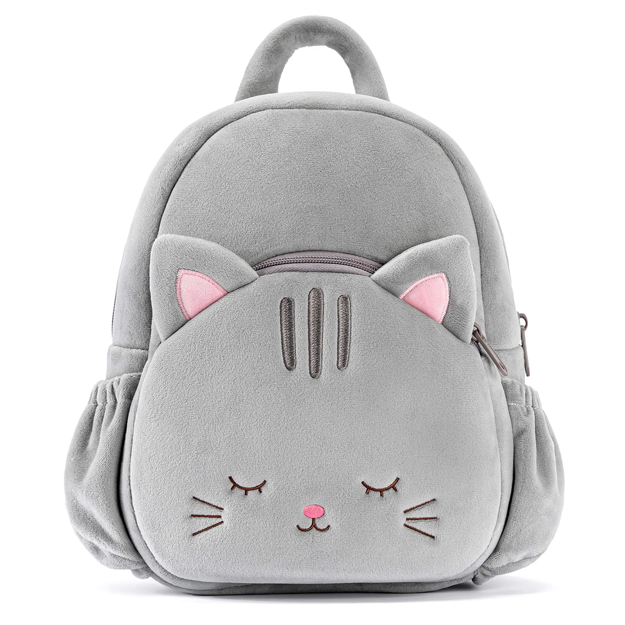 Lazadagifts 11-inch Toddler Kids Backpack Plush Kitty Cat Pre-School Backpacks with Double Layers Storage Gray