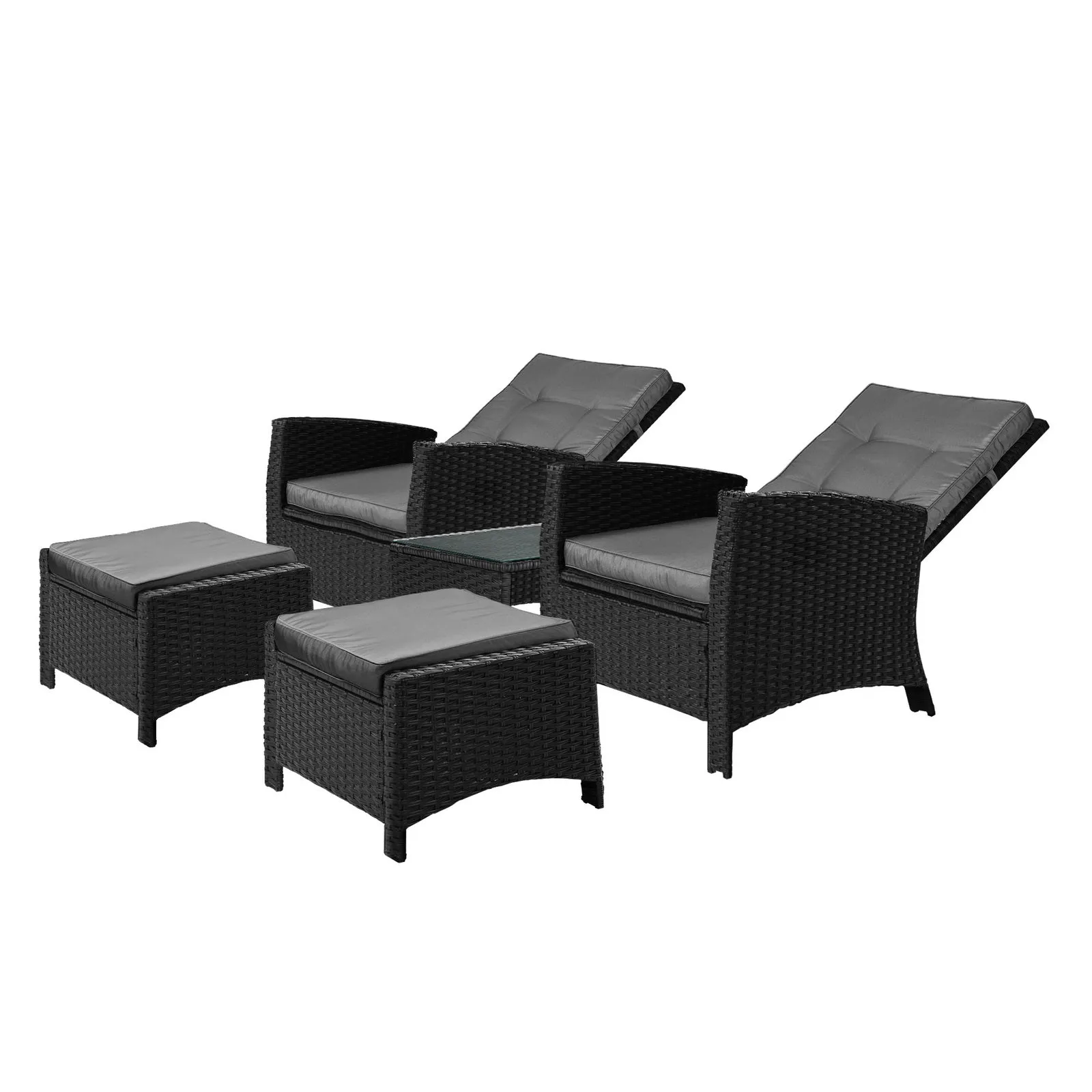 Livsip Outdoor Recliner Chair & Table Set Wicker lounge Patio Furniture Setting