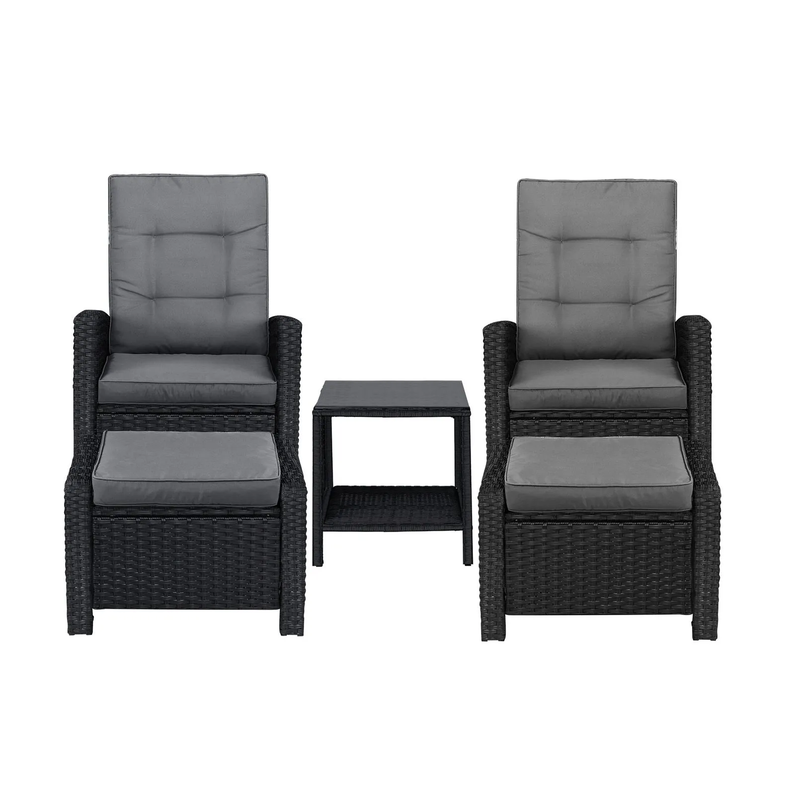 Livsip Outdoor Recliner Chair & Table Set Wicker lounge Patio Furniture Setting