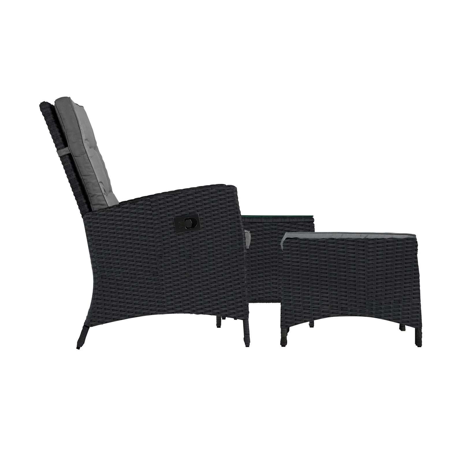 Livsip Outdoor Recliner Chair & Table Set Wicker lounge Patio Furniture Setting