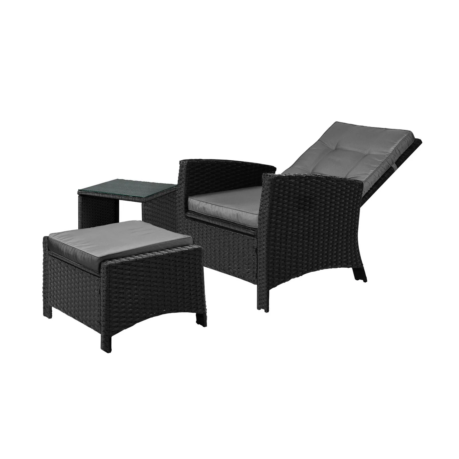 Livsip Recliner Chairs & Table Outdoor Furniture Wicker Sofa Patio Set Garden