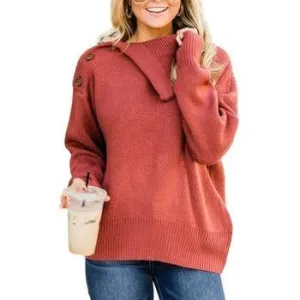 Long Sleeve Button Knitted Sweater