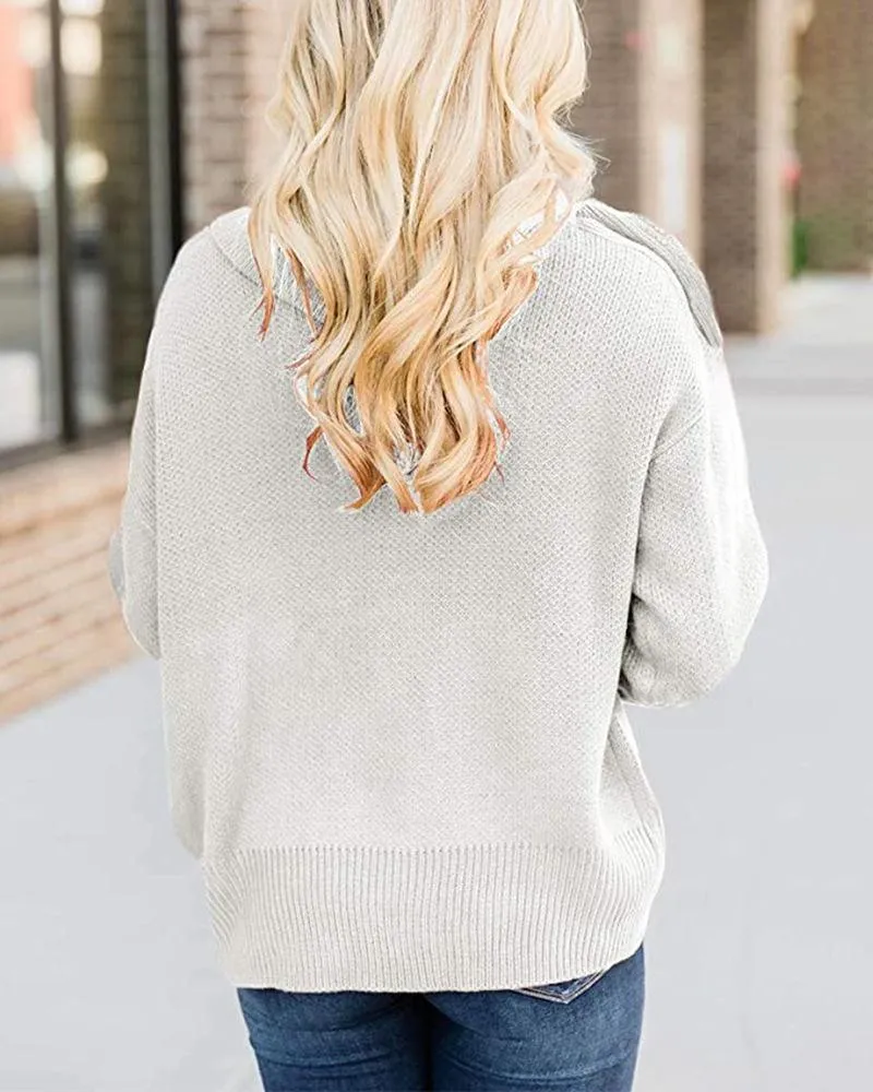 Long Sleeve Button Knitted Sweater