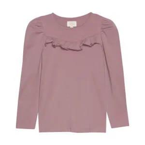 Long Sleeve Ruffle Tee - Rose