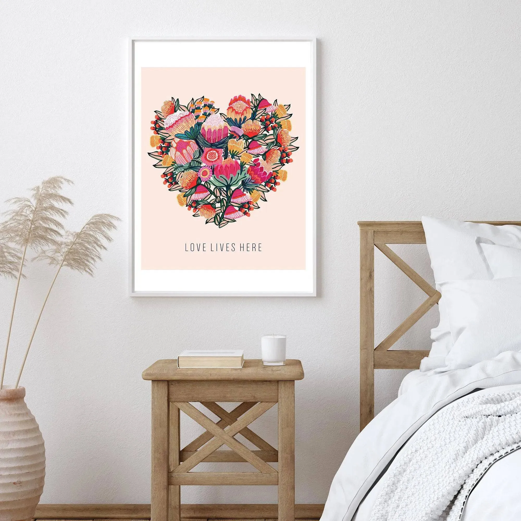 Love Lives Here Floral Heart  Art Print