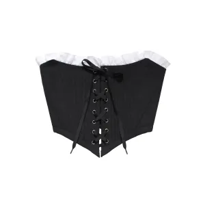 Luella Corset Black Canvas with Broderie Trim