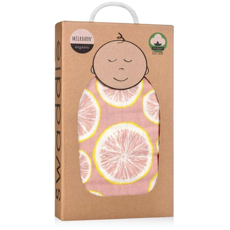 Milkbarn - Organic Muslin Baby Swaddle - Grapefruit