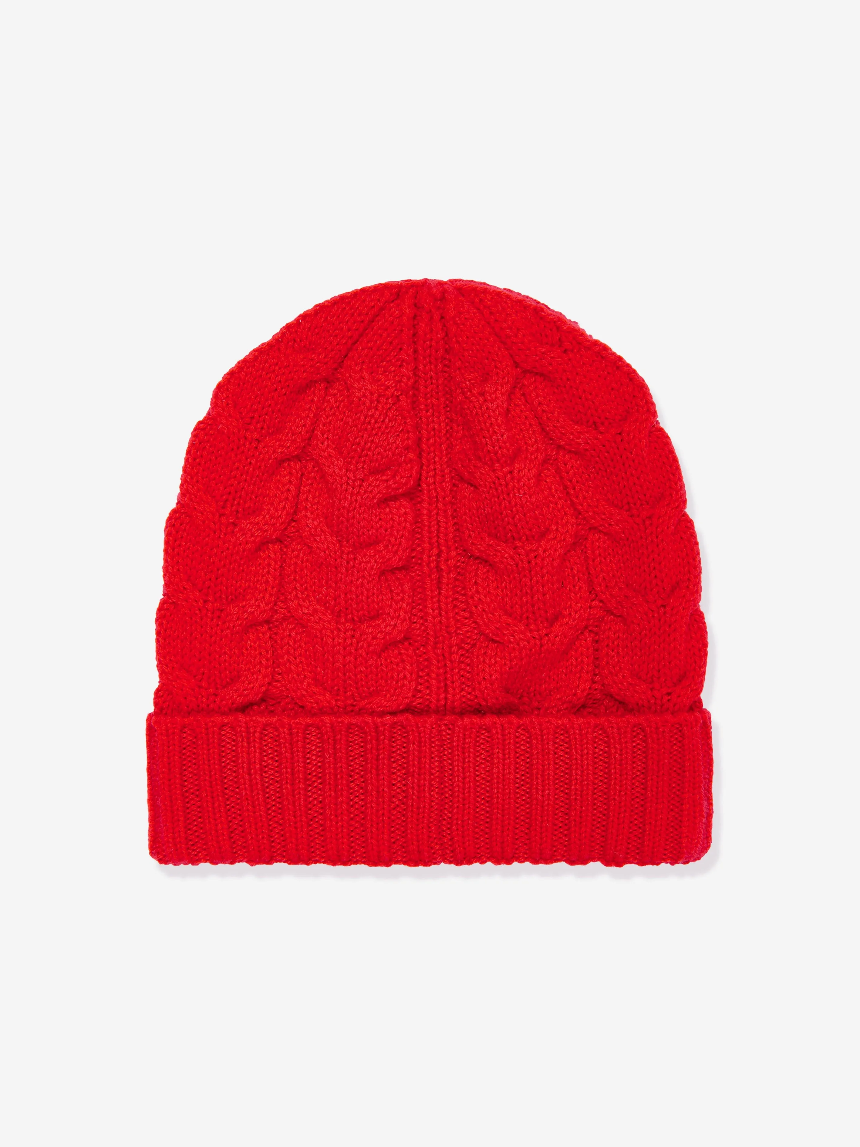 Moncler Enfant Boys Logo Beanie Hat in Red