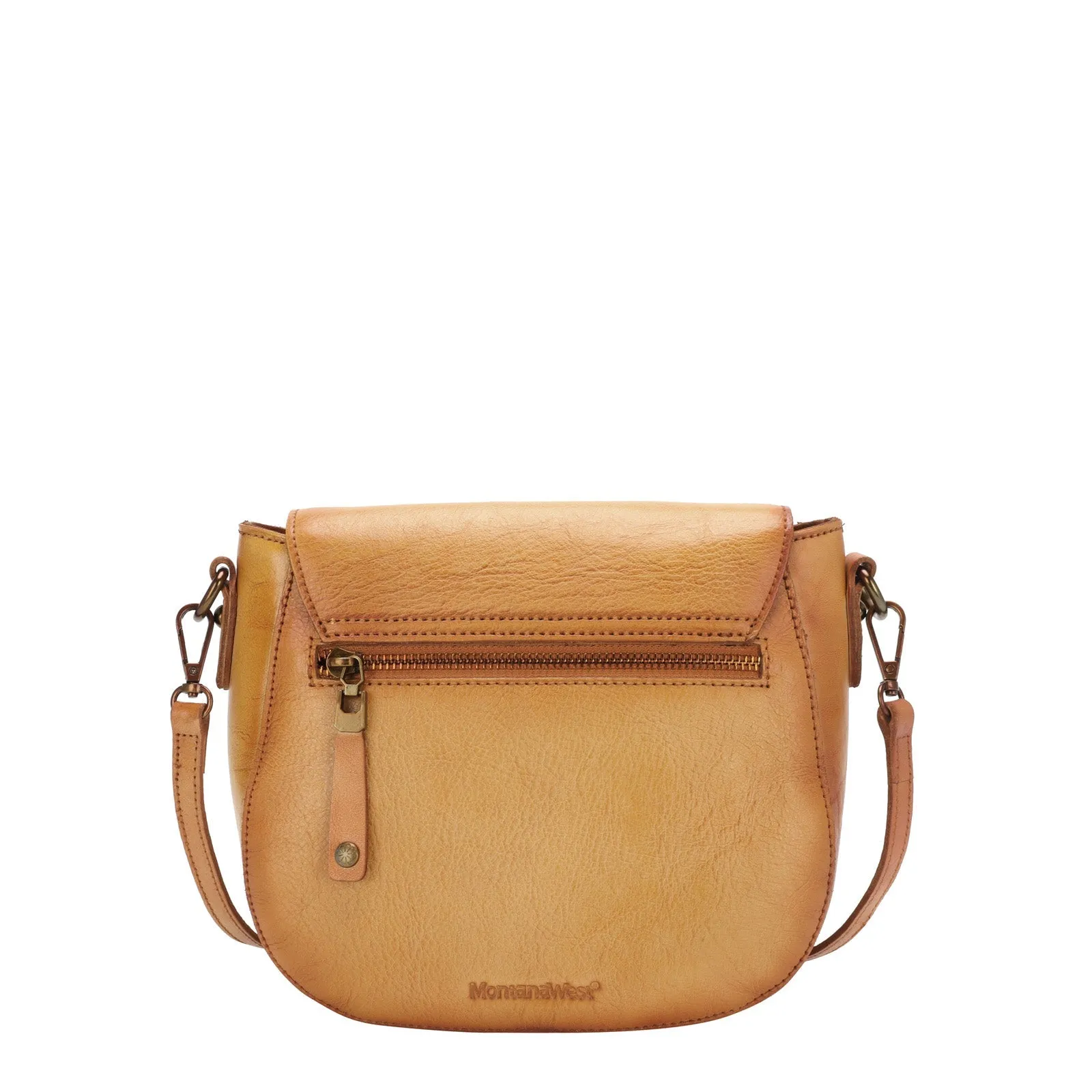 Montana West Genuine Leather Whipstitch Crossbody Bag