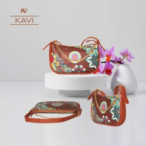 Multi Mandala Brown Baguette Shoulder Bag 710