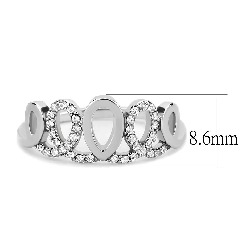 no plating Stainless Steel Ring AAA GRD CZ Clear DA258 for Women Style High