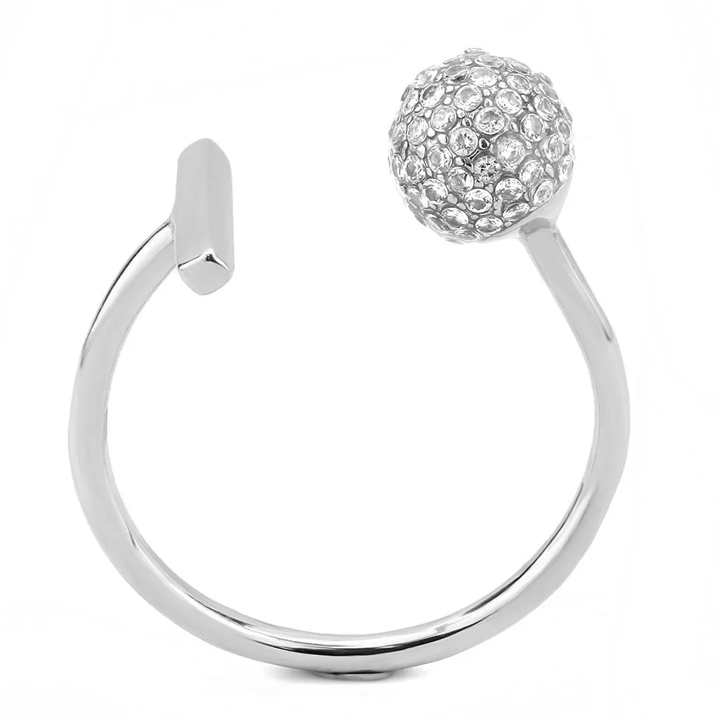 No Plating Stainless Steel Ring with AAA Grade CZ in Clear for Women Style DA318