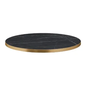 Omega Round Laminate Table Top Black Marble 700mm