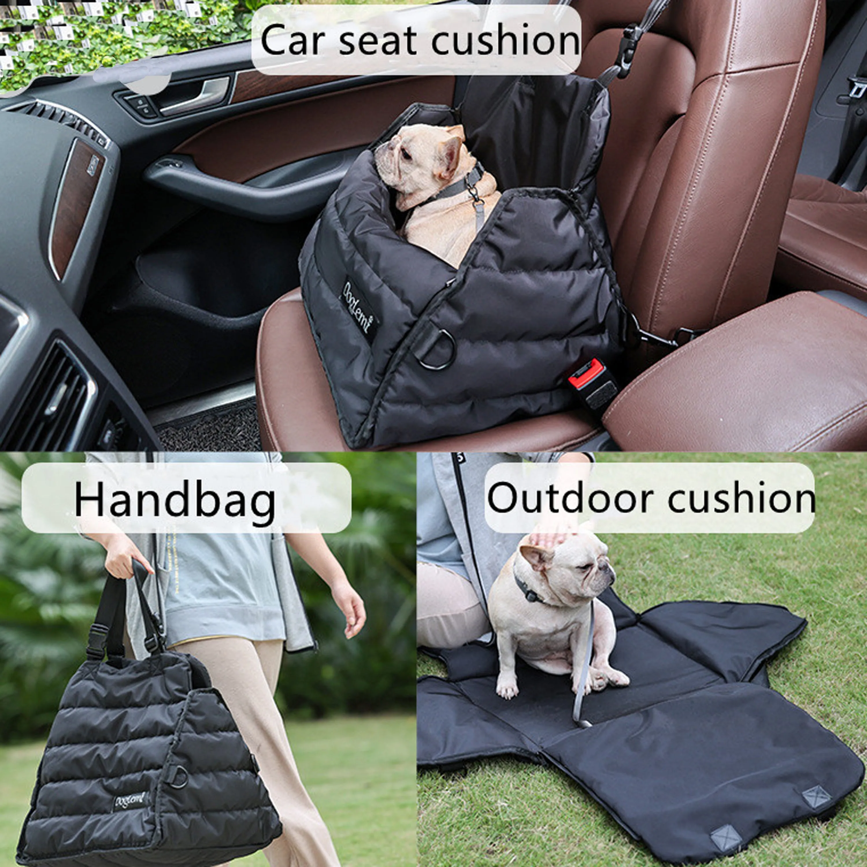 PawPacker Pet Carriers for French Bulldogs Car Seat Bag with Multifunction Design