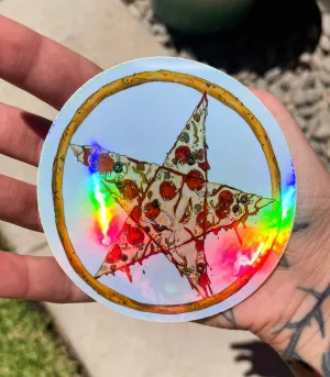 Pentagram Pizza Cut Vinyl Holographic STICKER