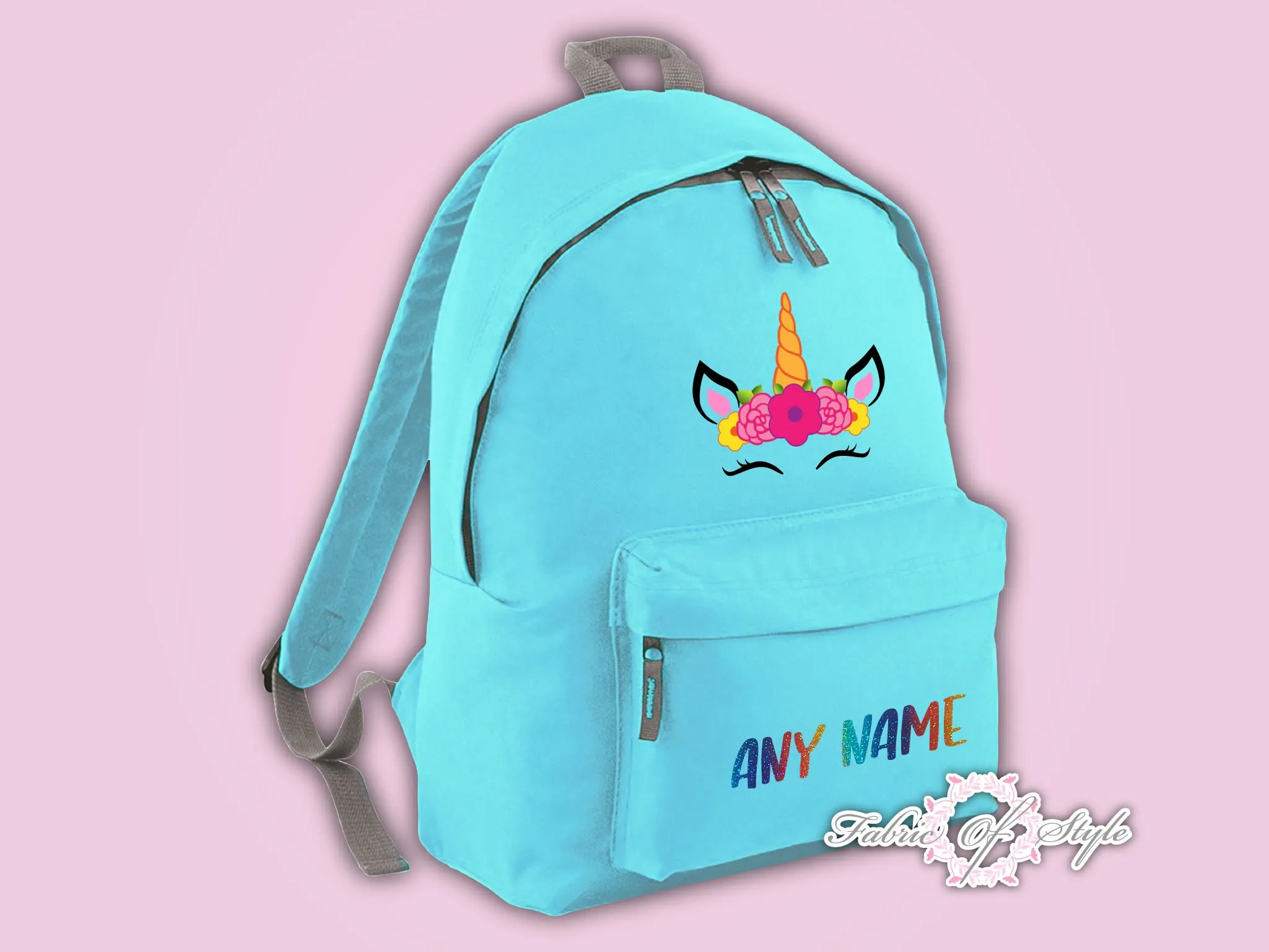 Personalised Rainbow Glitter Kids Backpack - Any Name Unicorn Girls Boys Back To School Bag