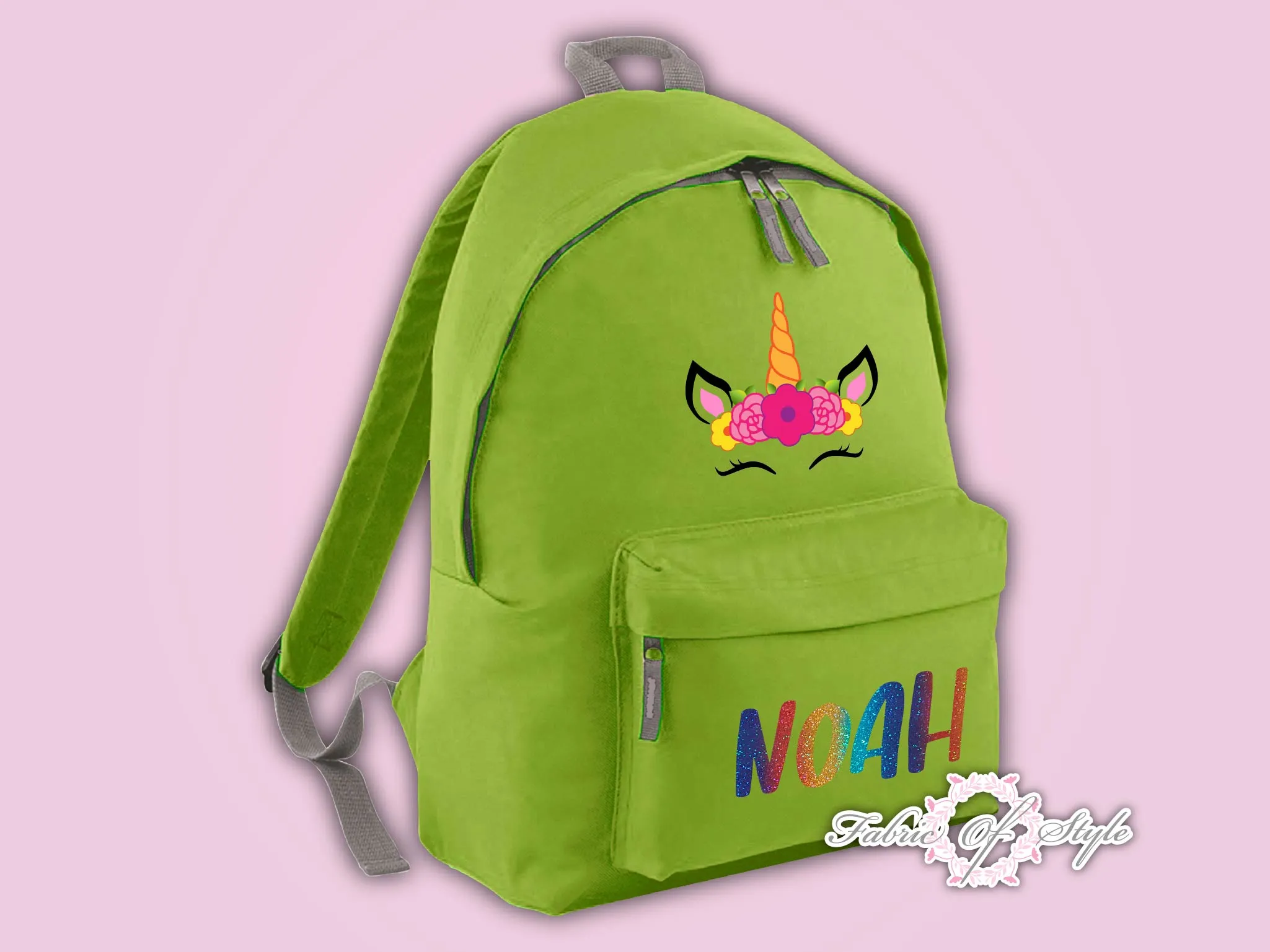 Personalised Rainbow Glitter Kids Backpack - Any Name Unicorn Girls Boys Back To School Bag