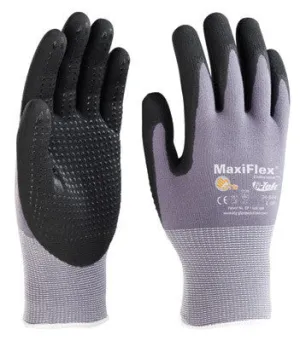 Protective Industrial Products Medium MaxiFlex Endurance by ATG 15 Gauge Coated Work Gloves With Gray Nylon Liner, Black Micro-Foam Nitrile Dotted Palm And Fingertips And Continuous Knitwrist