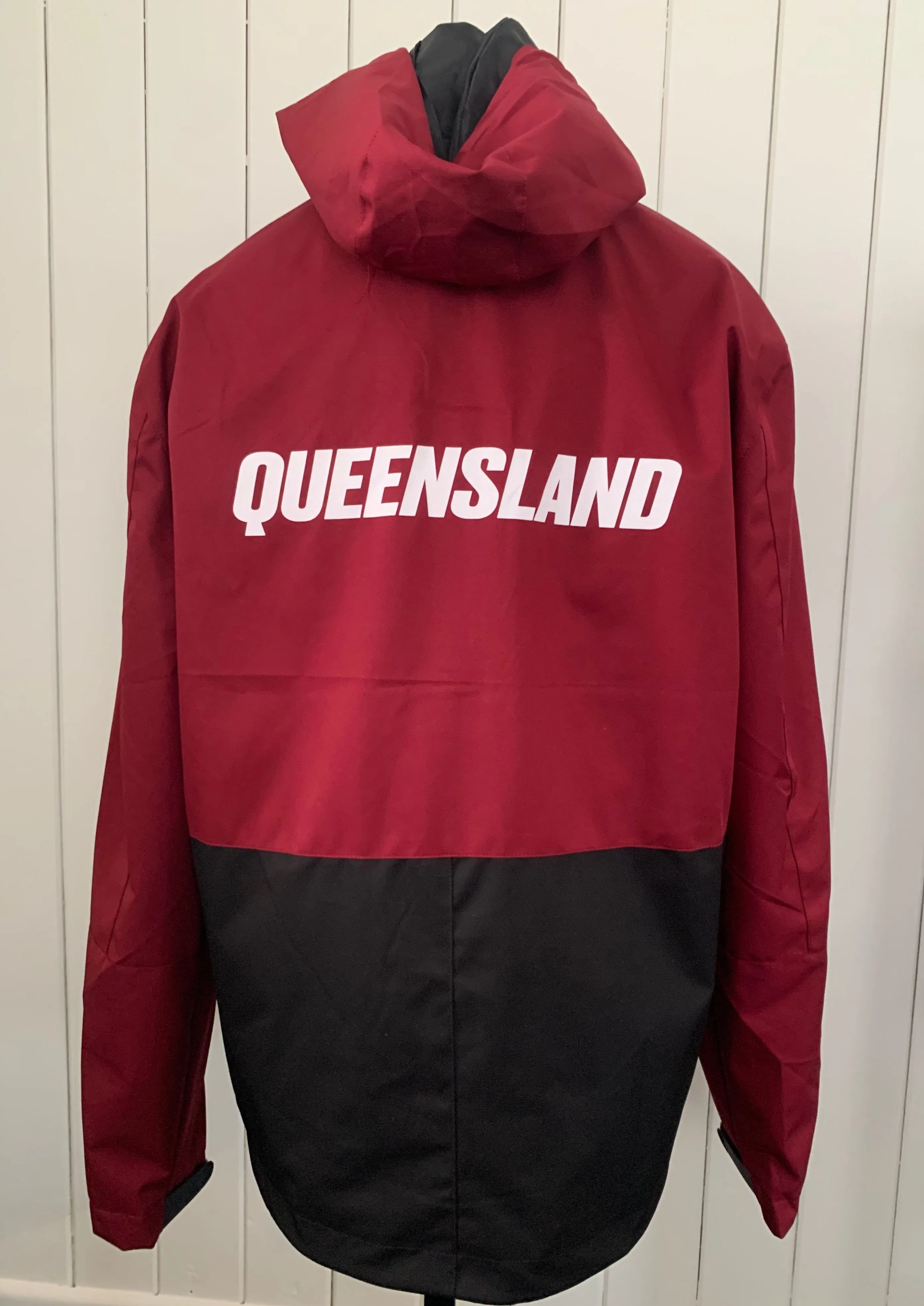 QLD Athletics - Unisex Waterproof Jacket Maroon and Black