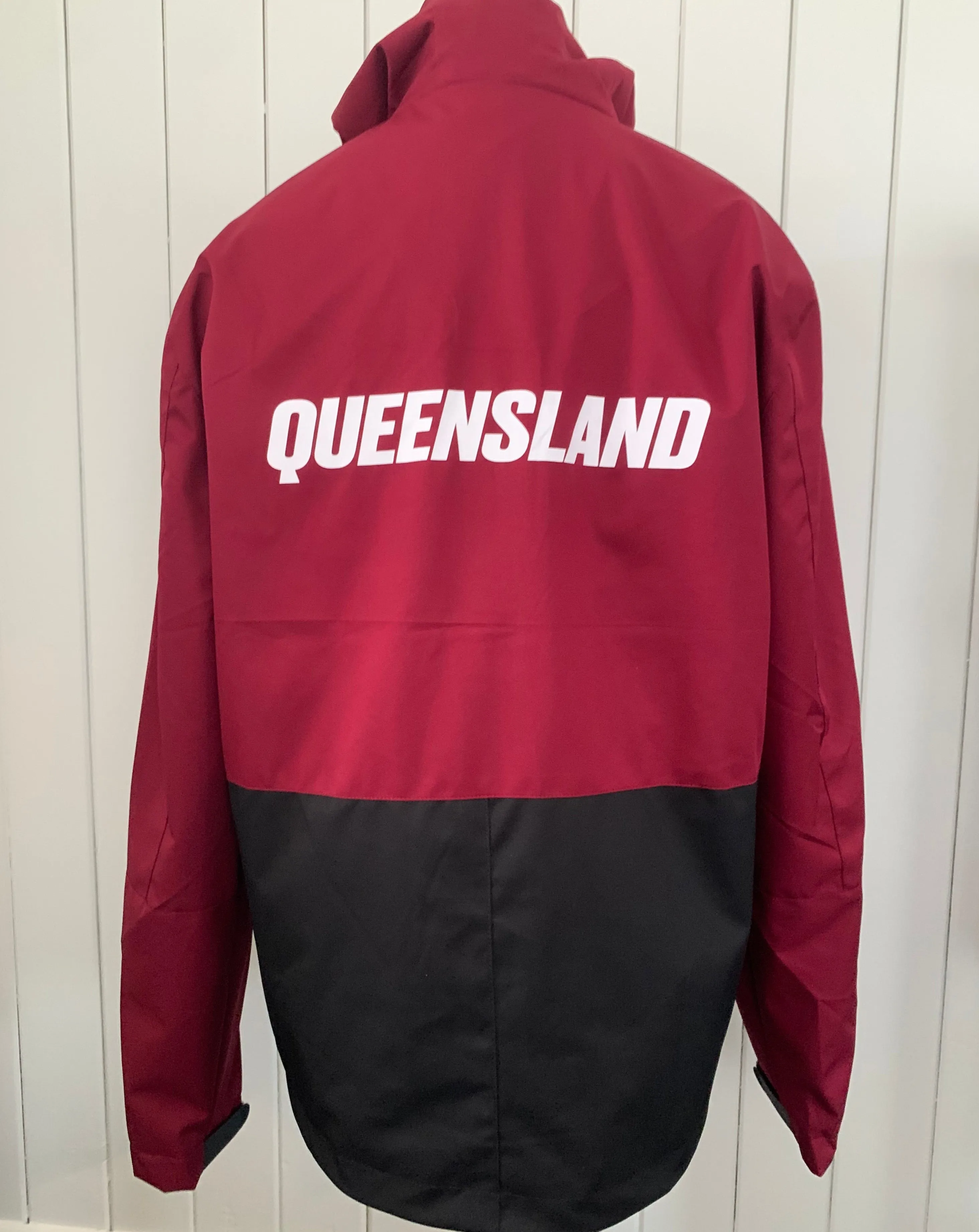 QLD Athletics - Unisex Waterproof Jacket Maroon and Black