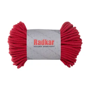 Red 370  Braided cotton cord 7mm