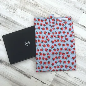 Red Rose Laptop Sleeve Snap Pouch