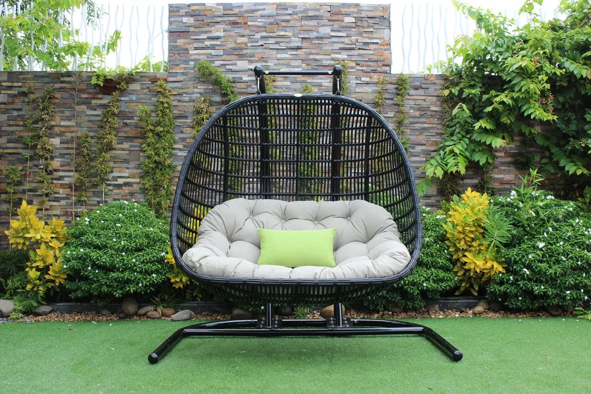 Renava San Juan Outdoor Black & Beige Hanging Chair