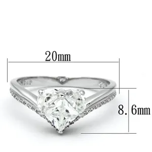 Rhodium 925 Sterling Silver Ring with AAA Grade CZ in Clear for Women Style TS118