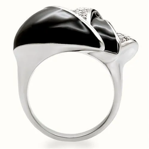 Rhodium Brass Ring with AAA Grade CZ in Clear for Women Style 1W105