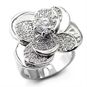 Rhodium Brass Ring with AAA Grade CZ in Clear for Women Style 7X131