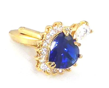 Royal Blue Sapphire Heart Cut Cufflinks