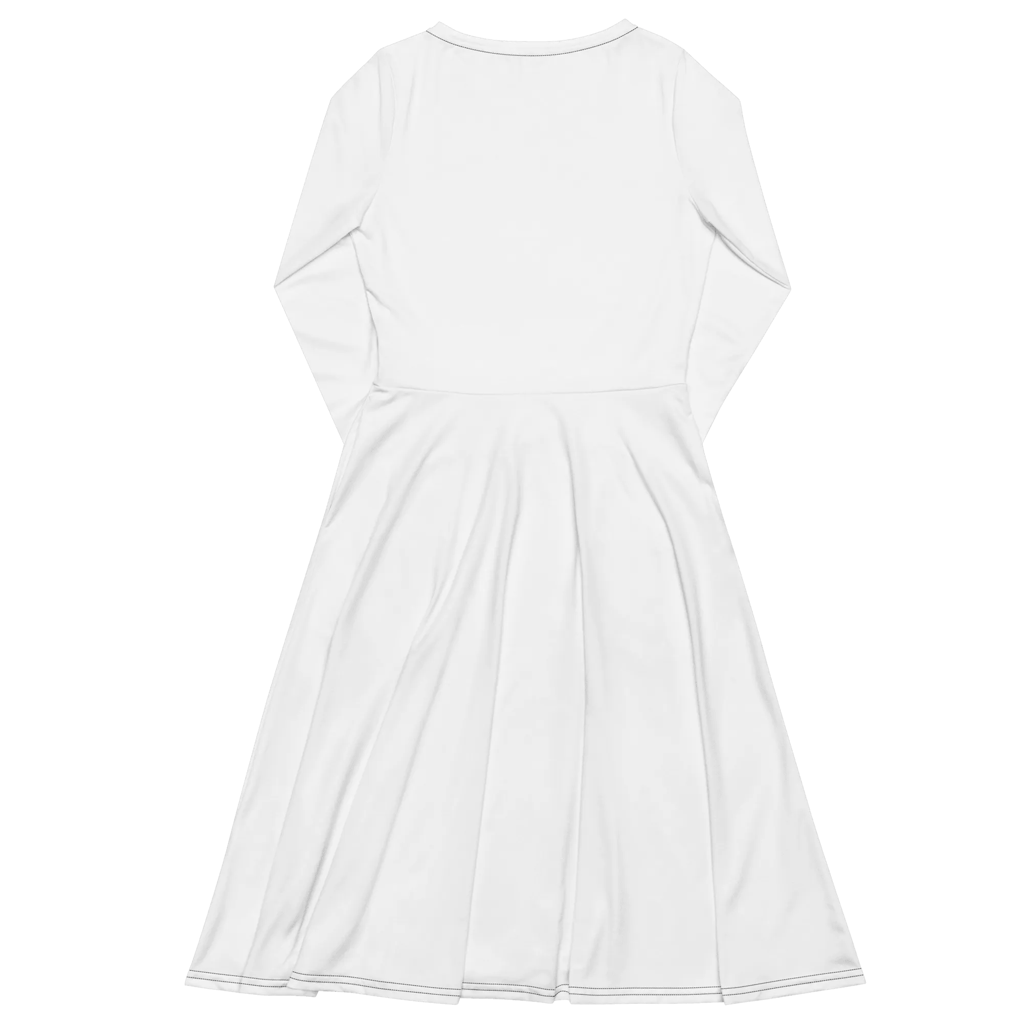 'Solid White' Long Sleeve Midi Dress