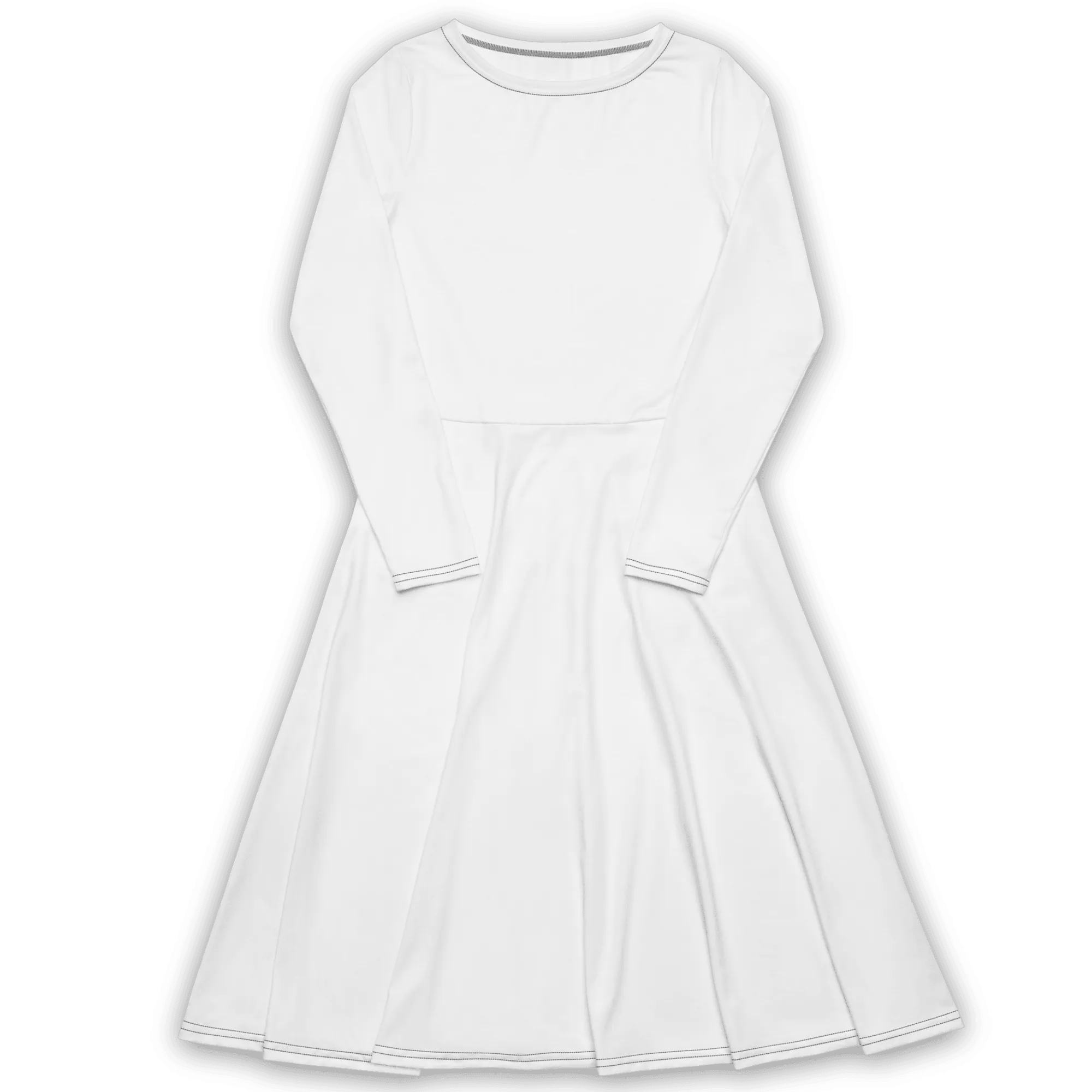 'Solid White' Long Sleeve Midi Dress