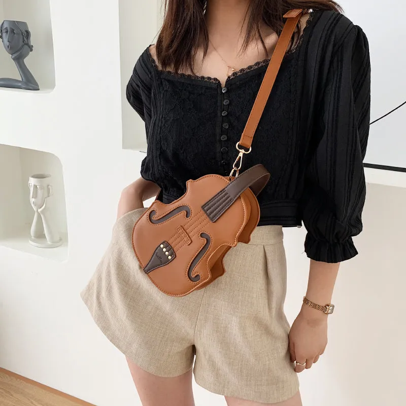 Susana Woman Pu Leather Violin Shoulder Crossbody Bag