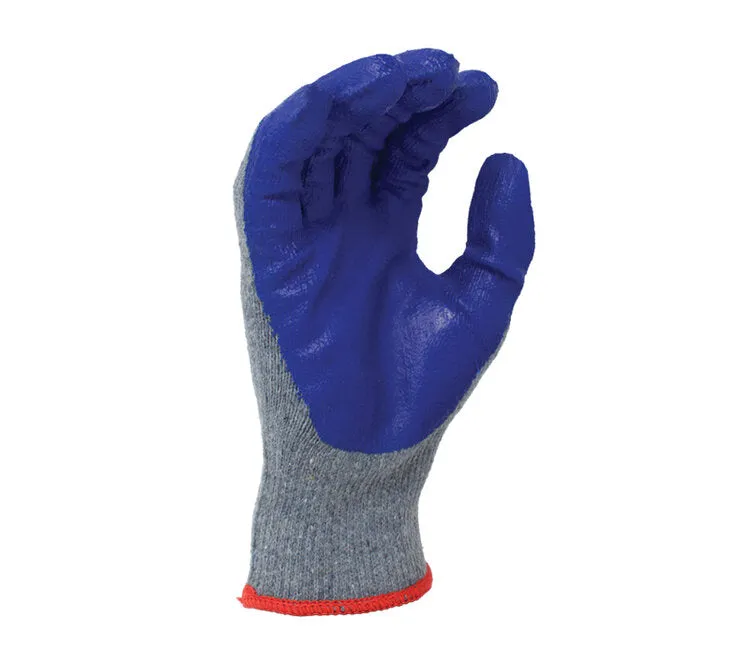 TASK GLOVES - (TSK2007) 10 Gauge Gray Gloves, Cotton/Polyester shell, Blue Latex palm coated - Quantity 12 Pair