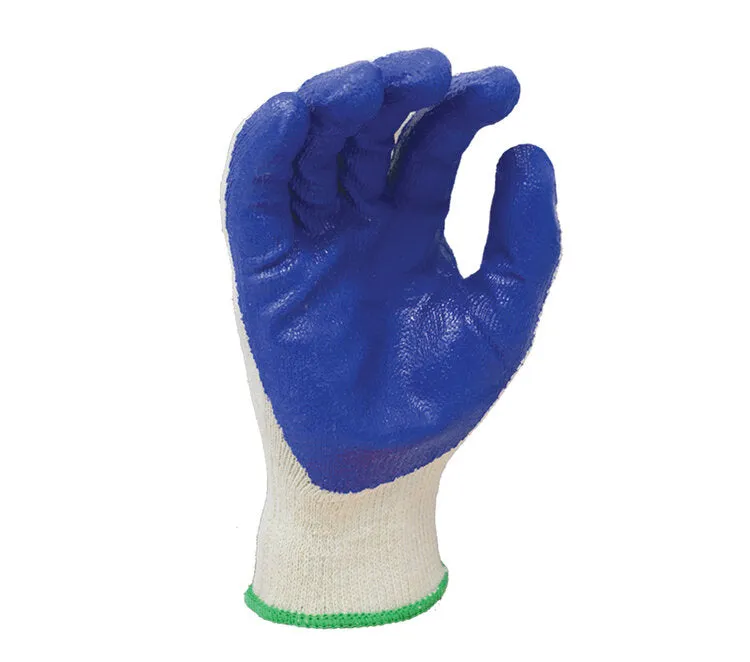 TASK GLOVES - (TSK2009) 10 Gauge Natural White Gloves, Cotton/Polyester shell, Blue Latex palm coated - Quantity 12 Pair