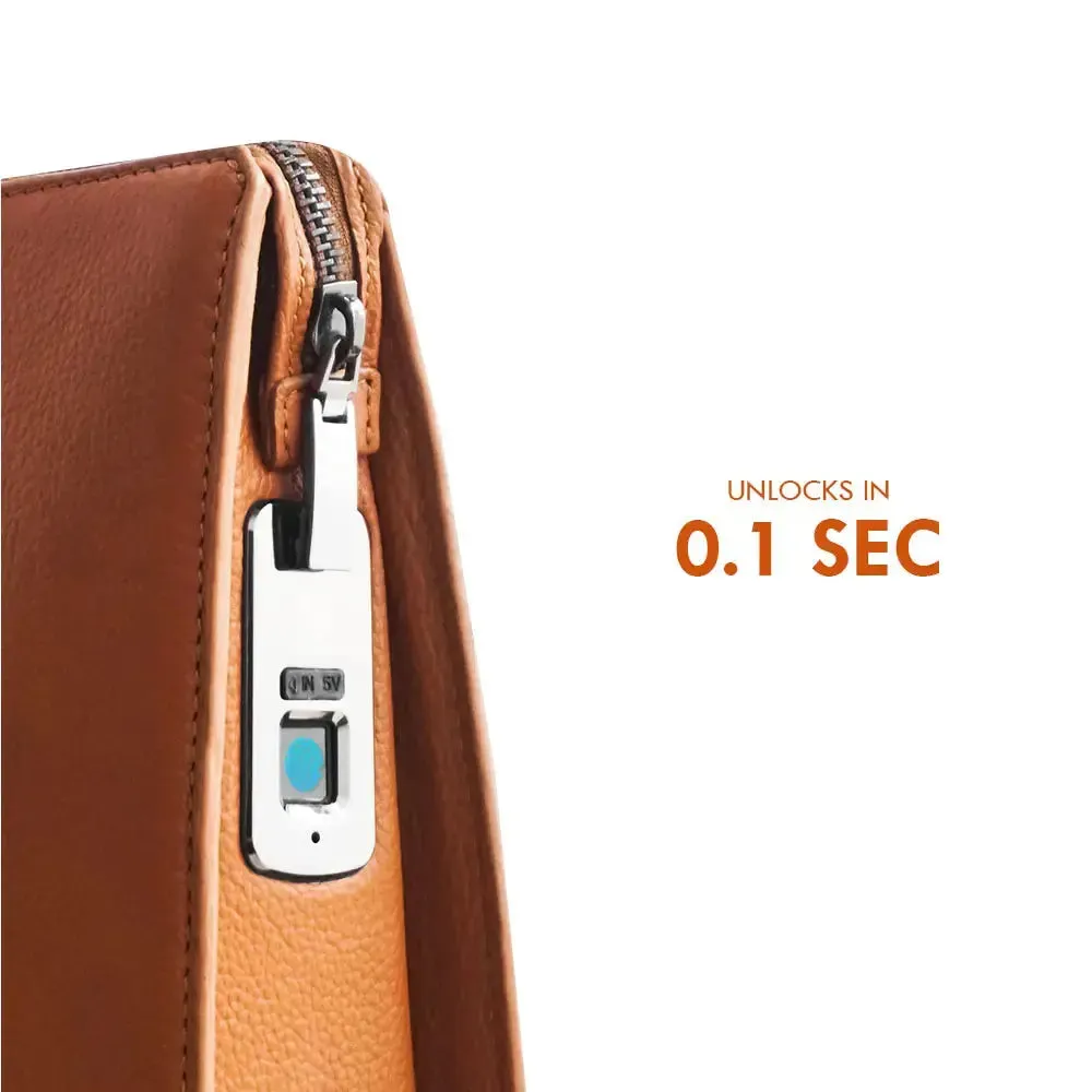 Techbag Fingerlock Laptop Leather Bags (Brown)