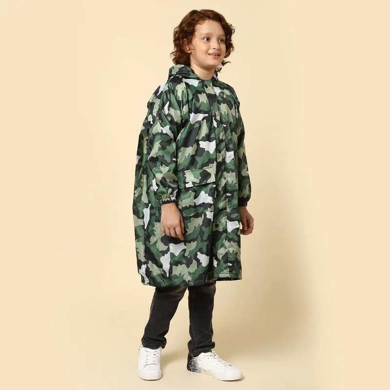 THE CLOWNFISH Felix Series Kids Waterproof PVC Longcoat with Adjustable Hood & Extra Space for Backpack/Schoolbag Holding. Plastic Pouch. Kid Age-6-7 years (Size-30-Lavender)