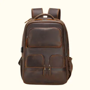 The Vintage Lariat - Leather Laptop Backpack for Men