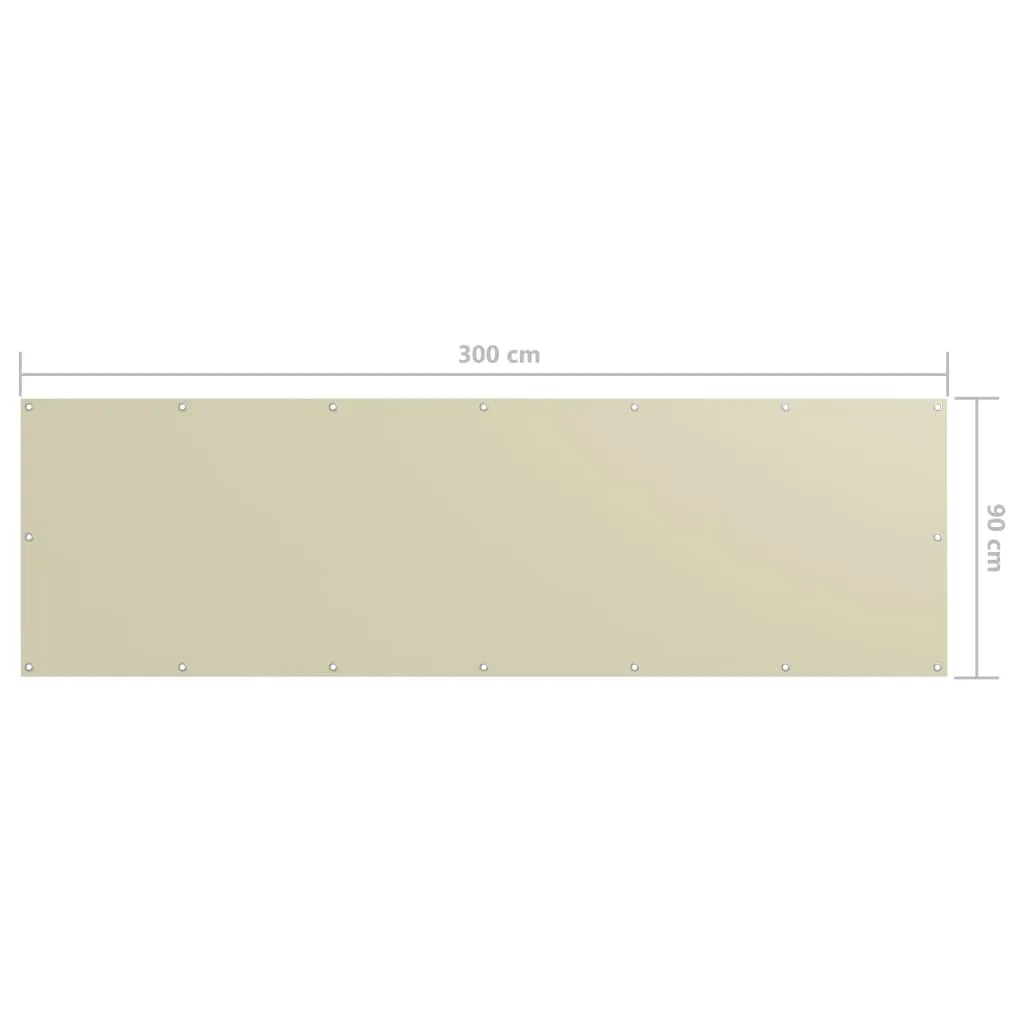 vidaXL Balcony Screen Cream 90x300 cm Oxford Fabric