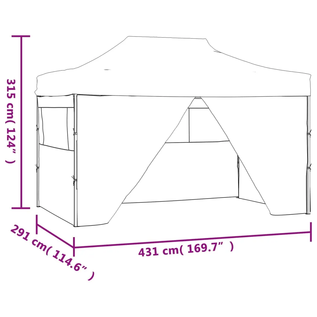 vidaXL Foldable Tent Pop-Up with 4 Side Walls 3x4.5 m Cream White