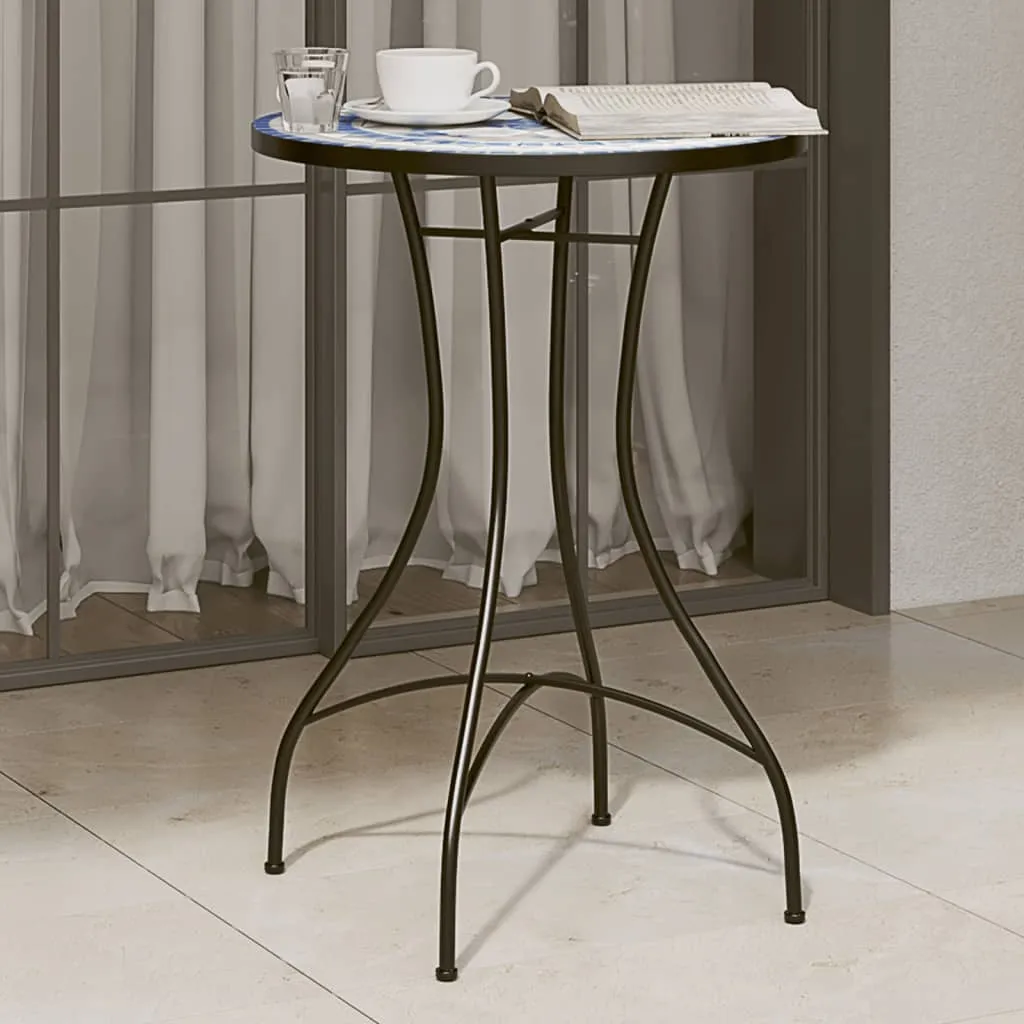 vidaXL Mosaic Bistro Table Blue and White Ø50x70 cm Ceramic