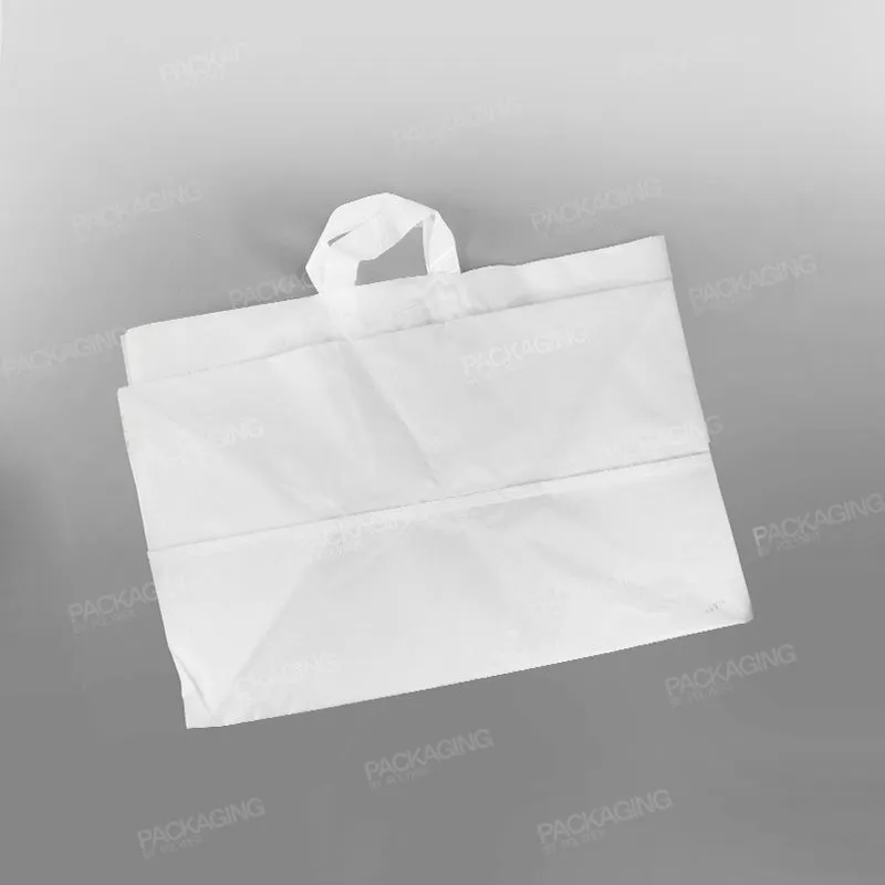 White Premium Plastic Carrier Bag, Soft Loop   Flat Bottom