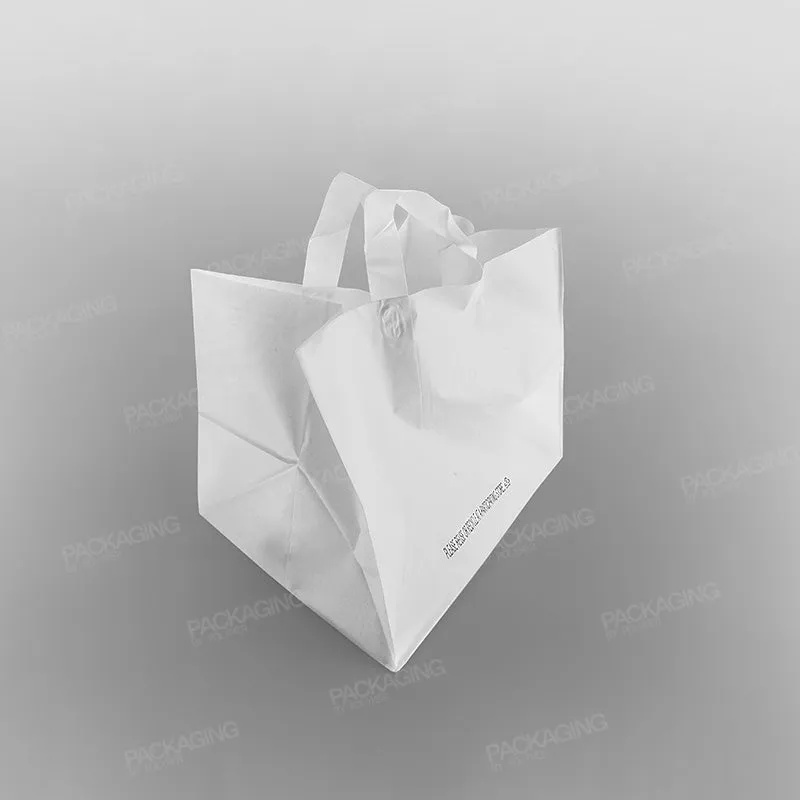 White Premium Plastic Carrier Bag, Soft Loop   Flat Bottom