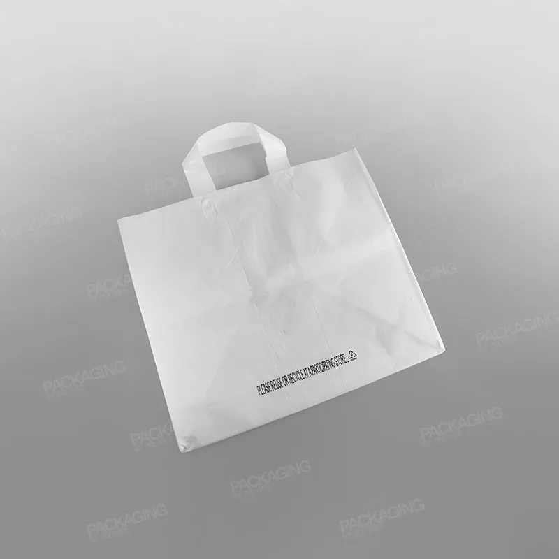 White Premium Plastic Carrier Bag, Soft Loop   Flat Bottom